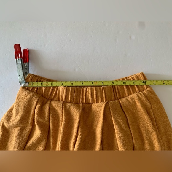 FP Beach Women’s Elastic Waist Wide Leg Pants Pleated Bronze High-Rise Cotton - Picture 9 of 12